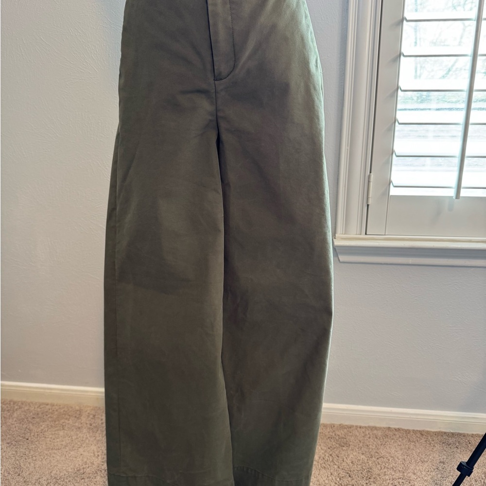 J. Crew Wide Leg Pants in Olive Green